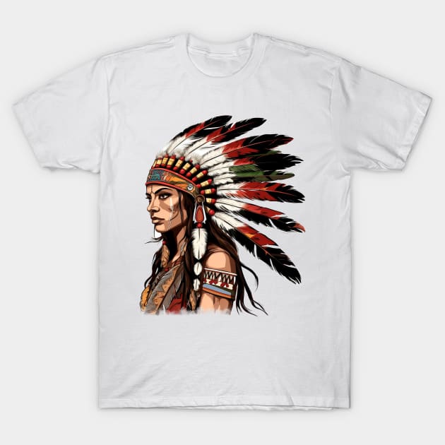 Native American Girl T-Shirt by Chromatic Fusion Studio